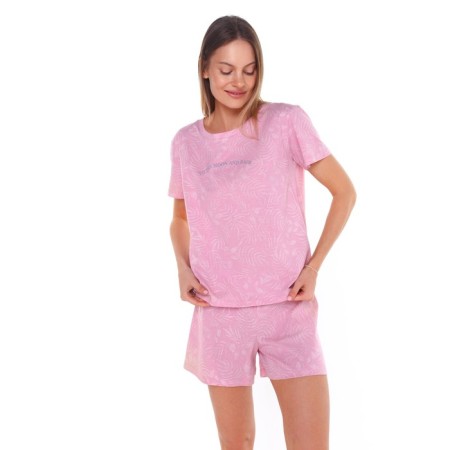 Female set (T-shirt/shorts), powder pink color, size 42