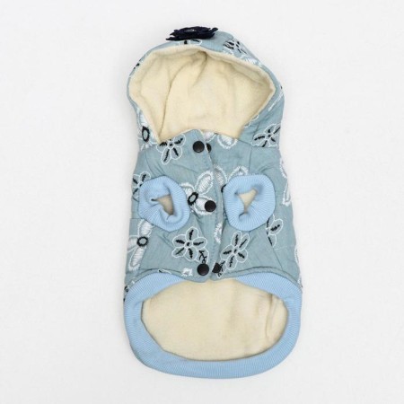Jacket for dogs with flowers, s (DS 20 cm, ok 23 cm, og 32 cm), blue-8