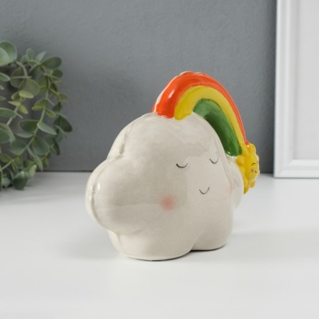 Piggy bank Ceramics "Cloud-Sharik with Rainbow" 7.5x18x13.2 cm-1