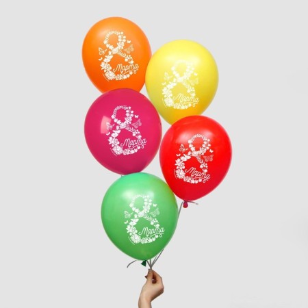 Latex balloon 12 “March 8”, 5 pcs.-1