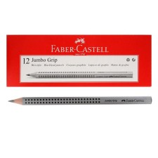 Black-granographic pencil Faber-Castell Jumbo Grip in a three-sided body with massage checkers, gray