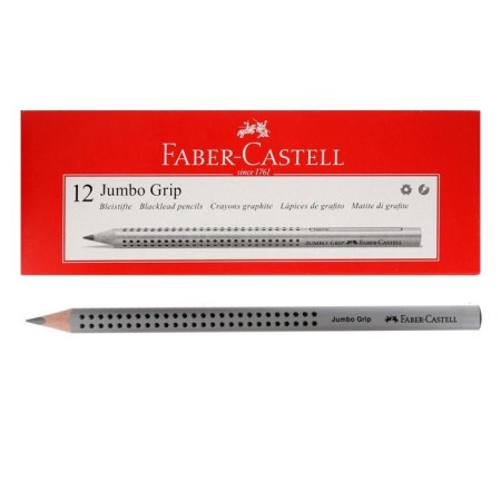 Black-granographic pencil Faber-Castell Jumbo Grip in a three-sided body with massage checkers, gray