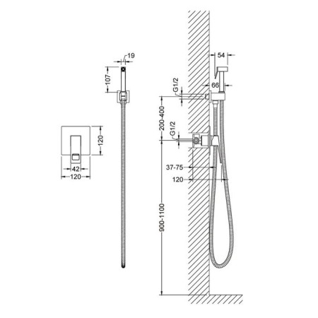 Timo Briana 7189/03SM bideter, built -in, with hygienic shower, black-1
