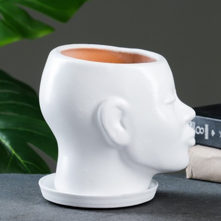 Pot - Organizer "Head" White, 1.3 l / 16x16x14cm-2