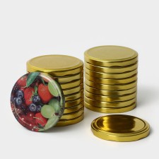 Assorted canning cover, TO-82 mm, screw, varnished, packaging 20 pcs, golden color