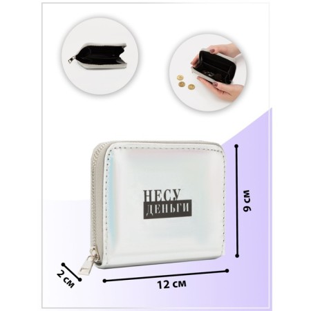 A wallet with a holographic effect “I Carry Money”, 12.5x9x2 cm-6