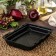 Container with a lid is a plastic disposable for sushi correction, 24.4 × 19.3 × 5.3 cm, internal dimensions 22 × 15.2 × 4.3 cm, 1.74 l, color black