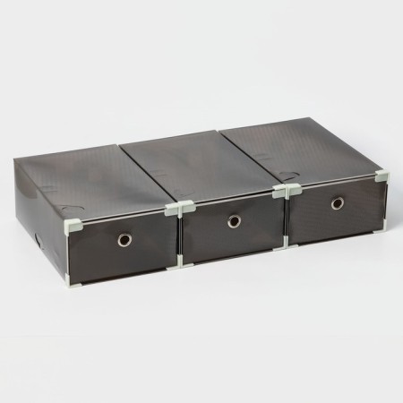 Shoe storage box Large Size shares, 22 × 34 × 13 cm, 3 pcs, black color-2