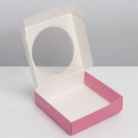 Box for Makarun with low sides, confectionery packaging, "tenderness", 11x 11x 3 cm-2