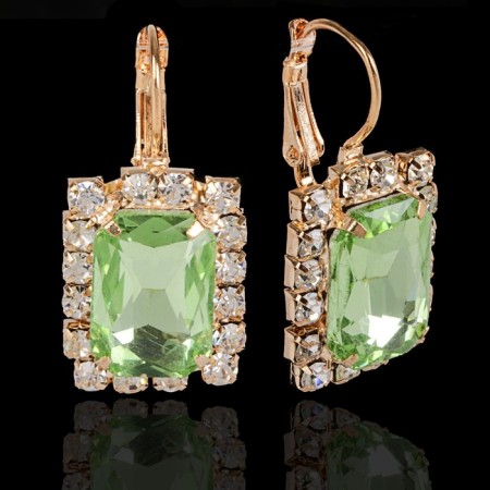 Earrings with rhinestones "rectangle" party, color mix-2