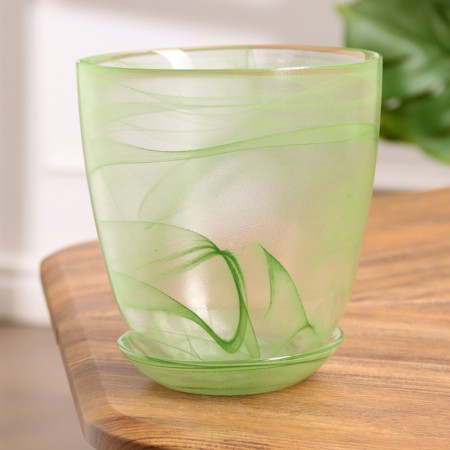Flower pot with the pallet "Harmony", green 1 l
