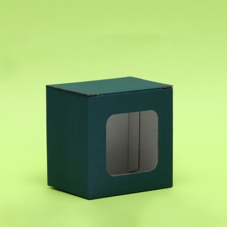 Box under a mug, with a window, emerald 12 x 9.5 x 12 cm-1