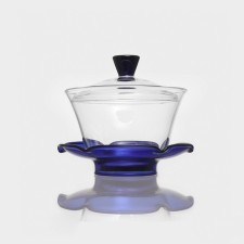 Glass Glass Pian for tea, 250 ml, with a stand and a lid