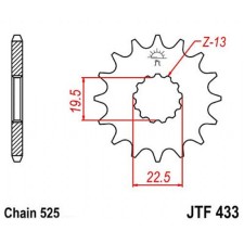 Front star, host JTF433, steel, chain 525, 16 teeth