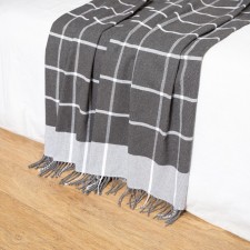 Valencia plaid 140x200cm, white/anthracite, cotton 50%, polyester 30%, pan 20%