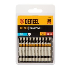 Denzel 11660 bit set, hexagonal profile, SL6.0 x 50 mm, steel S2, 10 pcs.