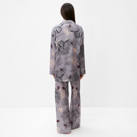 Pajama female (shirt and trousers) KAFTAN "Dragon", size 40-42, gray-4