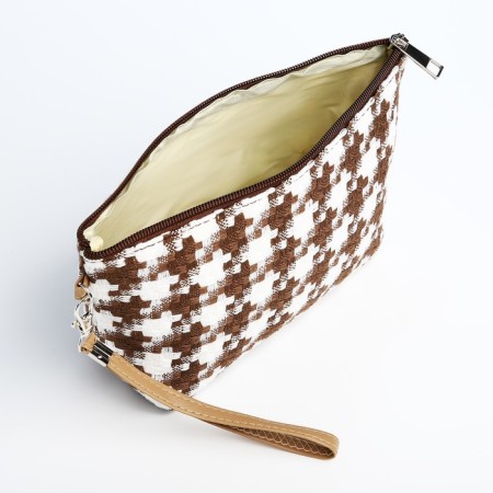Lightning cosmetic bag, white/brown color-2