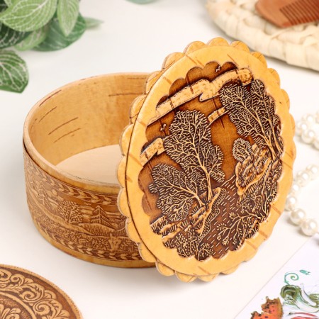 Casket "Lesnaya landscape", 100 x 40 mm, birch bark-1