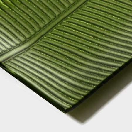 Glass plate Magistro "Paporotnik", 31.5 × 16.5 × 2 cm, green color-3