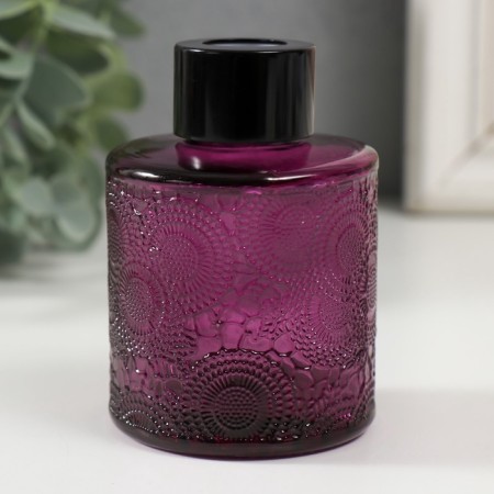 Diffusor for essential oils with a “flower” lid is a transparent violet 100 ml 6x6x8 cm-3
