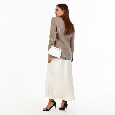 Female bag, zipper clutch, white color-8