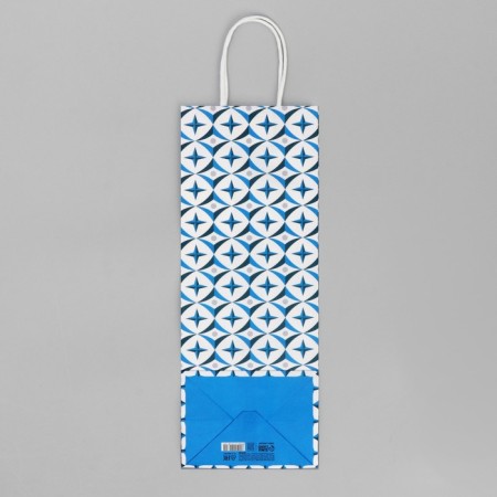 Gift package for a bottle, packaging, "geometry", white craft, 13 x 36 x 10 cm-5