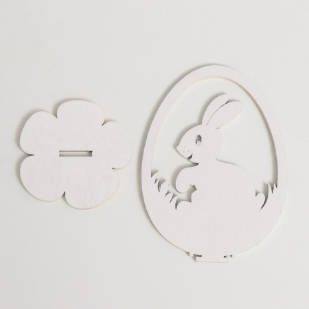 Easter decor "Rabbit" 6.5x4.7x9.3 cm (set 2 parts) White-4