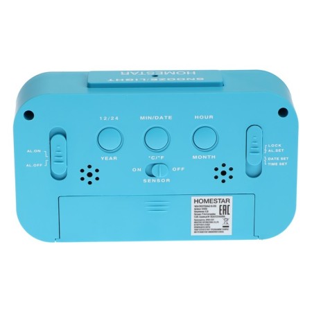 Homestar HS-0110, an alarm clock, temperature, backlight, 3HAAA, blue-4