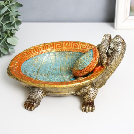 Souvenir Polystone stand "Turtle Ground" with a golden pattern 22x25x9 cm-3