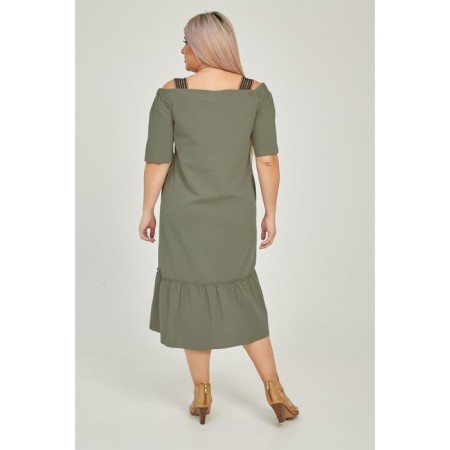 Female dress, size 56, green color-3