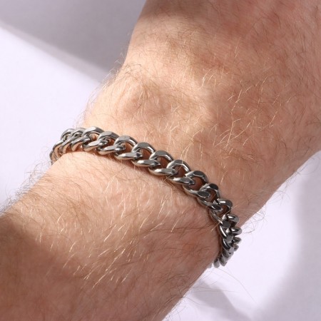 Bracelet "Gladiator" wide weaving, color silver, 18 cm-1