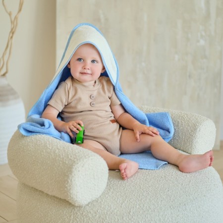 Toward Tensor Corner I, 75x75 cm, milk/blue color, 100% cotton, 360 g/m2