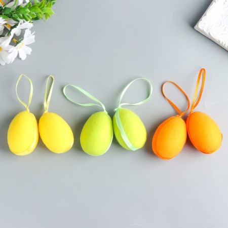 Decor Easter suspension "Egg with a pile" set 6 pcs multi -colored 4x4x6 cm