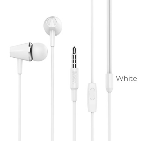 Hoco M34 headphones, wired, vacuum, microphone, jack 3.5 mm, 1.2 m, white-1