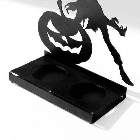 Summary Metal for 2 candles "Halloween. Monster with pumpkin" black 18x13.5x6 cm-5