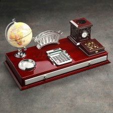Table 6V1 set (globe, business card holder, calculator, print, paper, handles stand)
