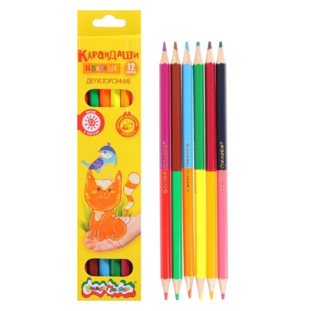 Pencils double-sided 12 colors "Kalyak-Malyak", hexagonal