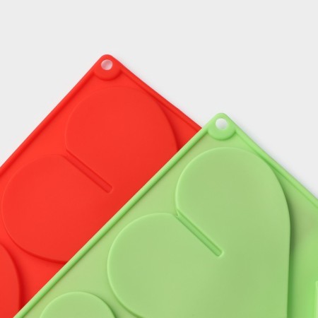Form for 3D jewelry "Heart", silicone, 17 × 29 cm, 6 cells (8.5 × 6.2 cm), Mix color-4