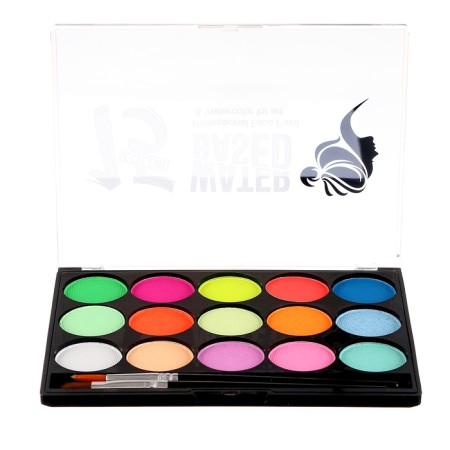 Professional aquagim for the face and body, 15 neon colors + 2 brushes-2
