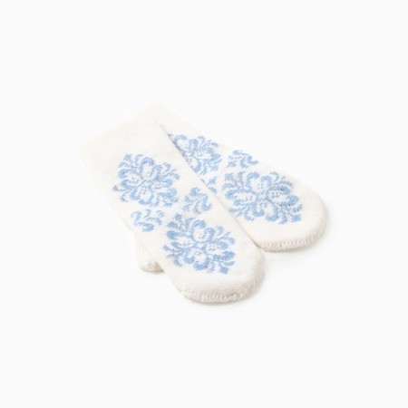Mittens double manual embroidery, white color, rr 18