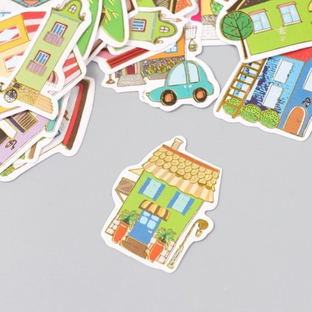 Stickers for creativity "houses" embossing gold set 48 pcs 9x7x0.8 cm-3
