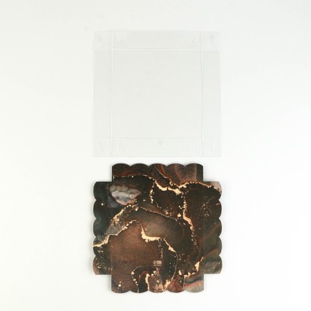Cookie box, confectionery packaging with PVC lid, “marble”, 15 x 15 x 3 cm-5