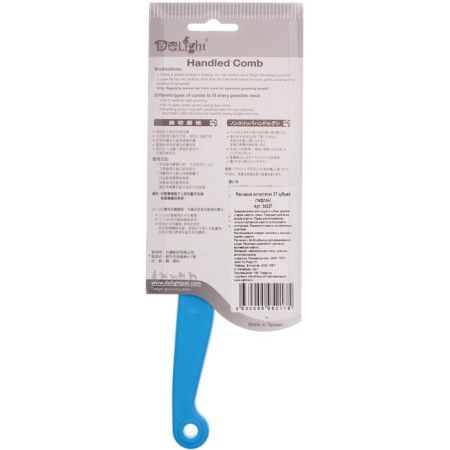Delight antistatic comb, 37 teeth 23 mm, plastic pen, black and blue-4