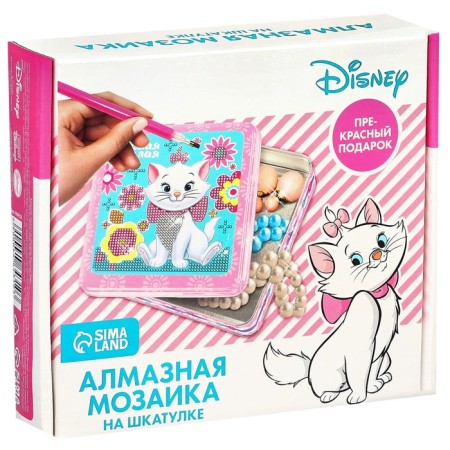 Diamond mosaic on a box, 14x14 cm, cats aristocrats-6