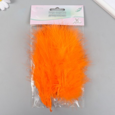 A set of decorative feathers "needlework", 20 pcs (orange), pen length 13-16 cm-3