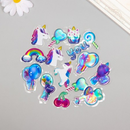 Air plastic sticker "Unicorns and Capcakes" 0.6x9.8x13.3 cm