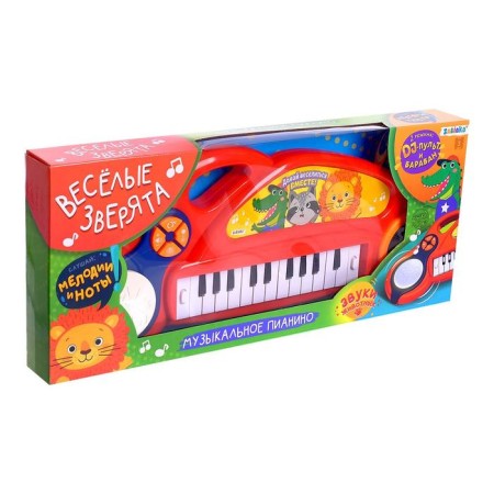Musical piano "Funny animals", sound, light, red color-2