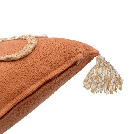 Decorative terracotta pillow with Geometry Ethnic applique, size 30x45 cm-7