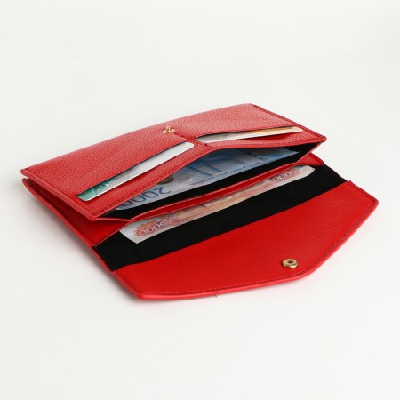 Women's wallet on the button, red color-3